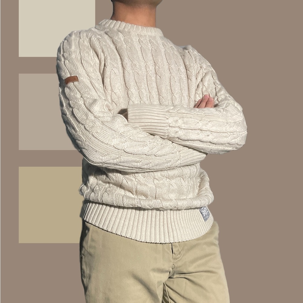 Jacob Knit / Superdry heavy weight beige men's sweater